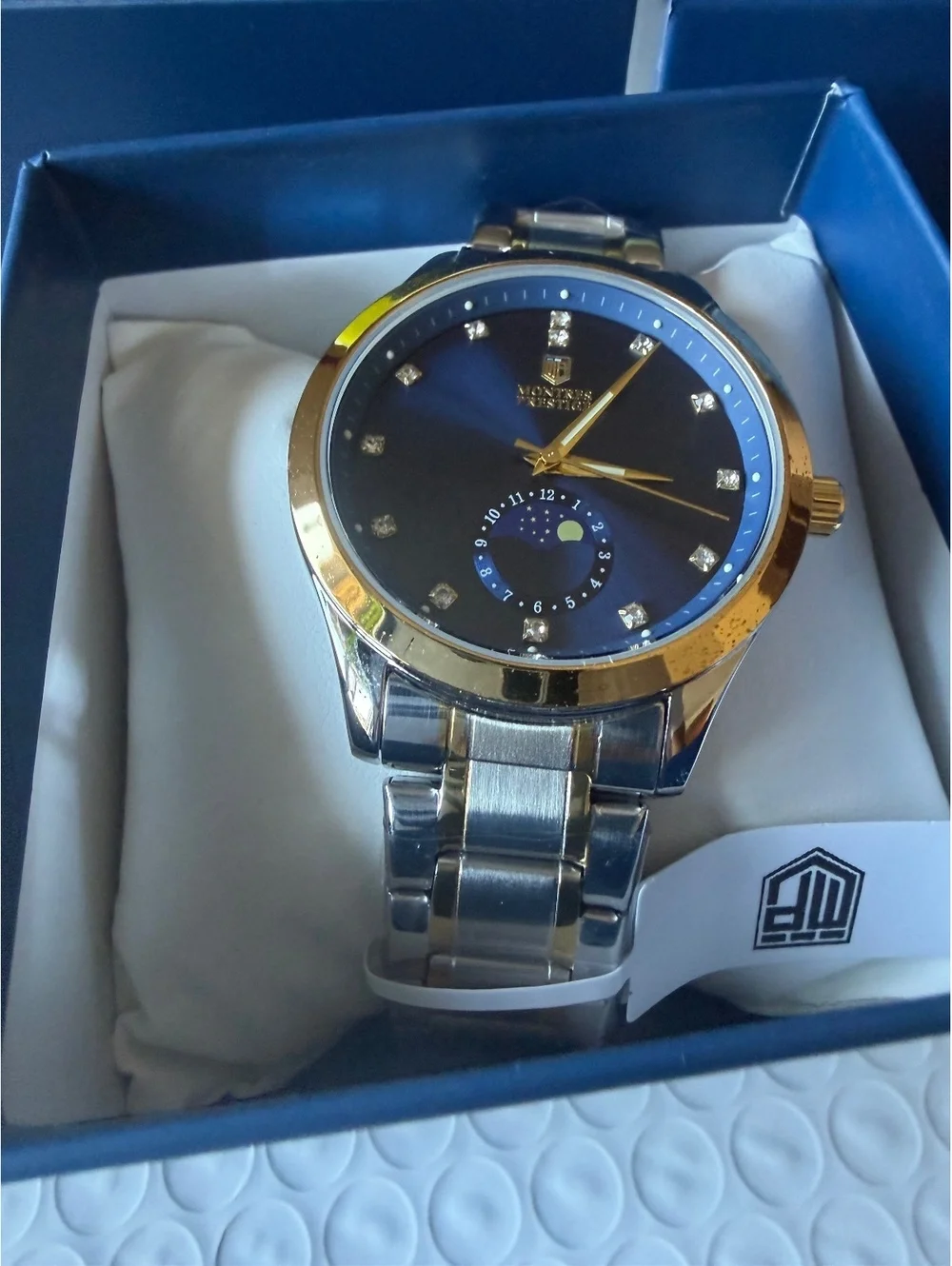 $199.00 Montres Prestige by INVICTA 42mm Men’s Watch blue face-two tone band